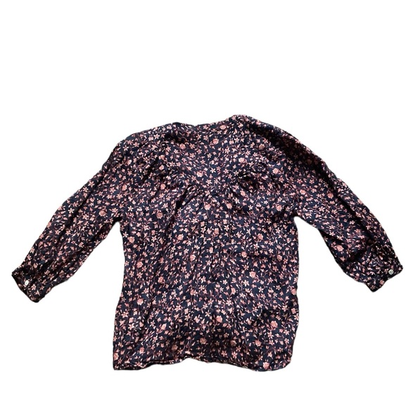 Frame Anita Multi Floral Navy Button Down Blouse - Picture 3 of 6